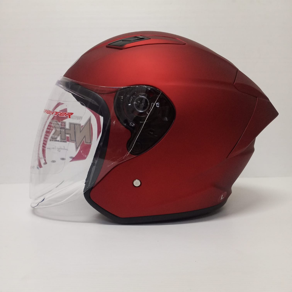 NHK HELM R1 ELITE SOLID ROYAL RED DOFF SINGLE VISOR HALF FACE NHK ELITE