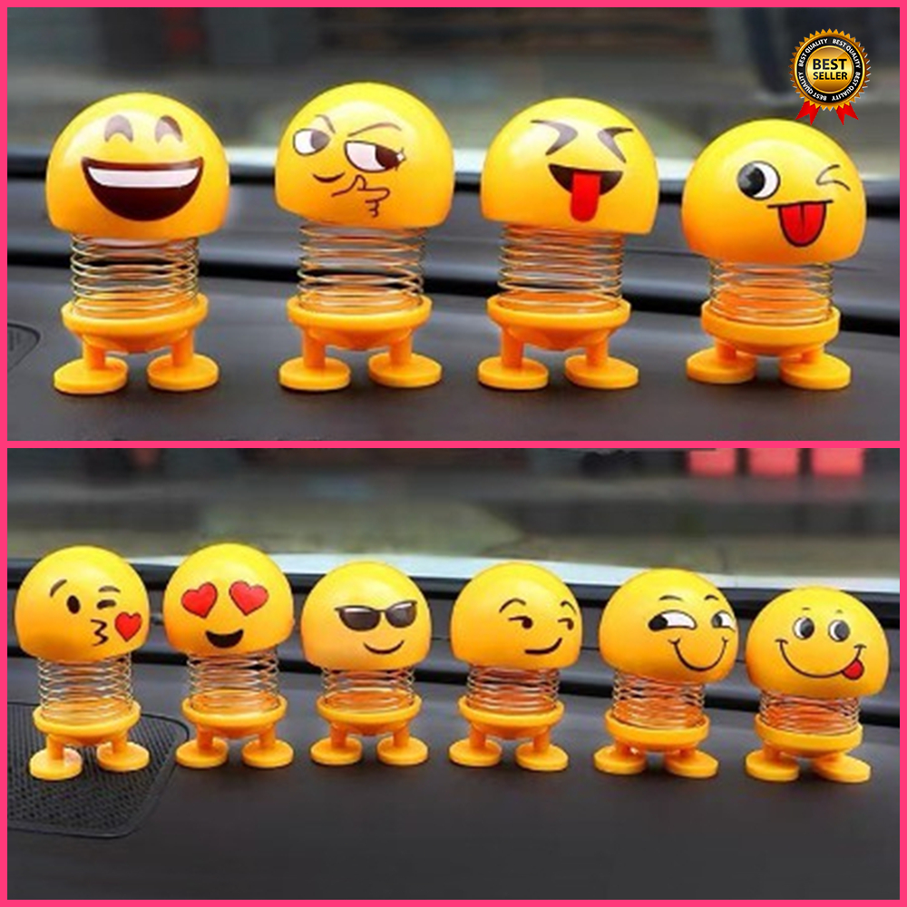 PAJANGAN BONEKA SHAKING EMOTICON LUCU DAN UNIK / PAJANGAN MOBIL EMOTICON MURAH