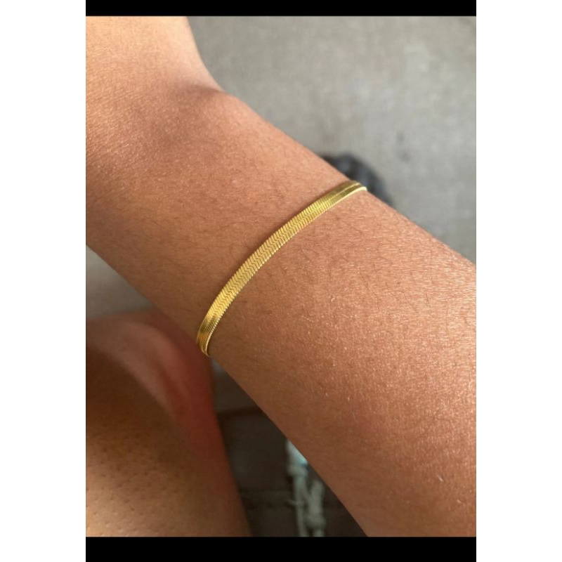 OLJ - Gelang Titanium Wanita Rantai Ular Gold Plated