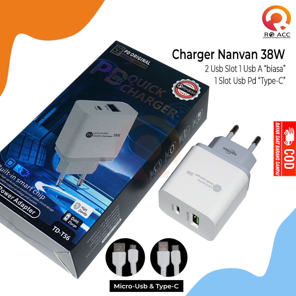 [RO ACC] NVN-T56 NANVAN CHARGER PD FAST CHARGING TYPE C/MICRO USB 38W