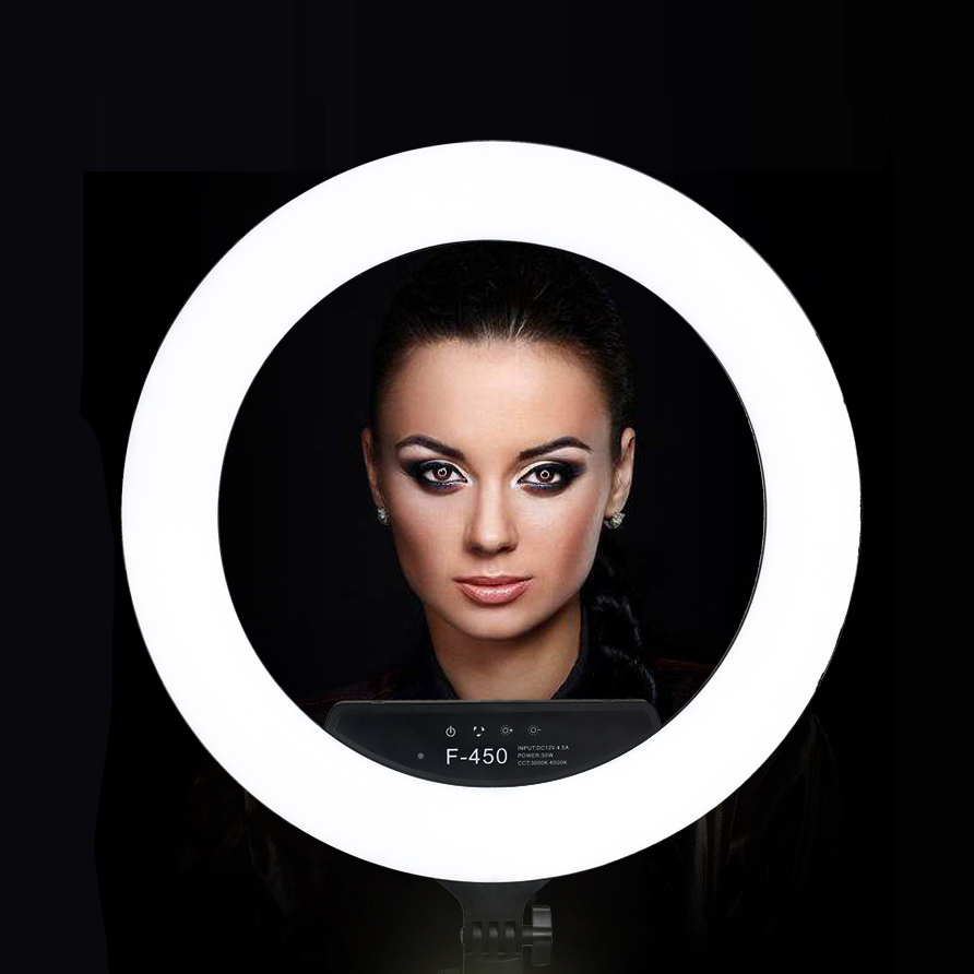 Lampu Halo Ring Light LED 50W 416 LED 18 Inch 3 Holder - F-450 - White