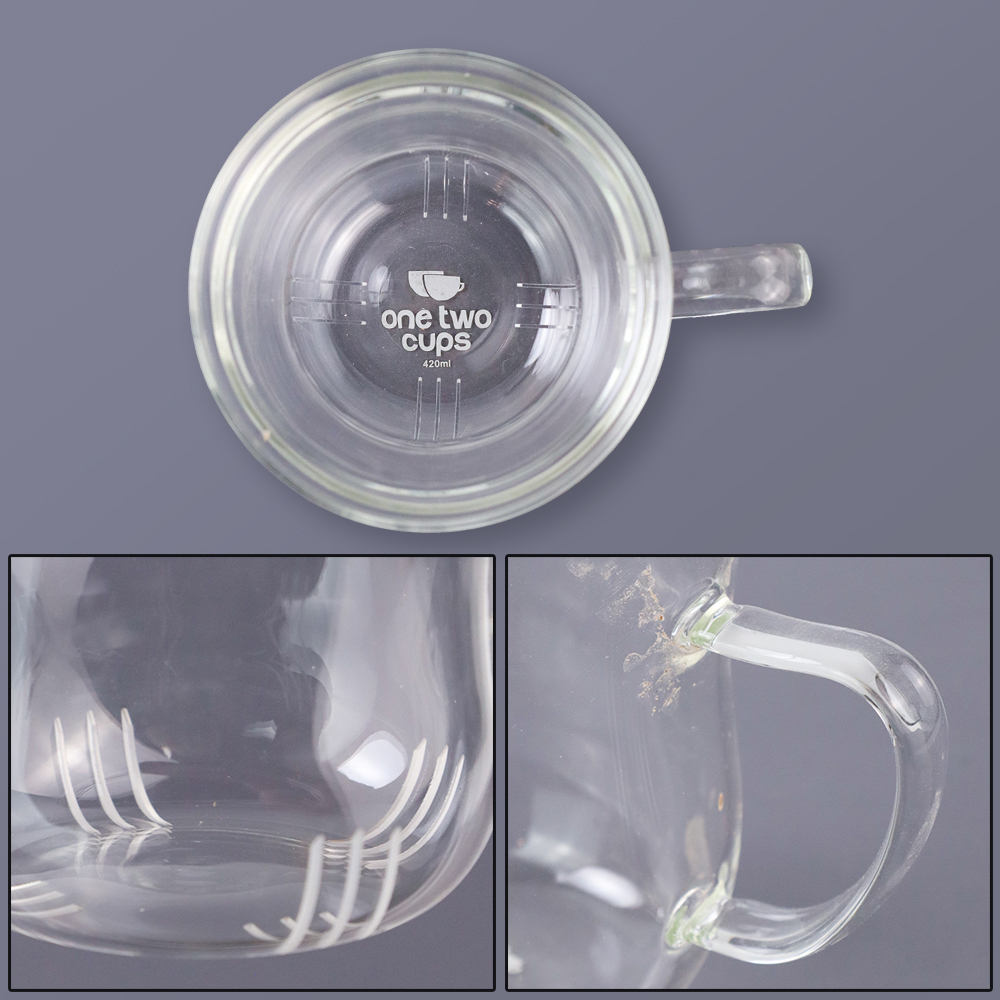 One Two Cups Cangkir Teh Tea Cup Heat Proof with Infuser Filter 420 ml - OTC42 - Transparent