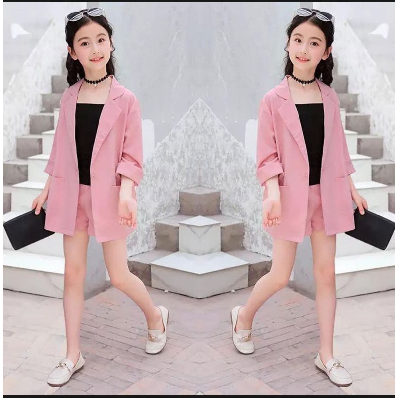 Setelan Anak Perempuan Setelan SUZAKA 3in1 / Setelan Anak Wanita Blazer Terbaru Usia 4-7 Tahun / Set