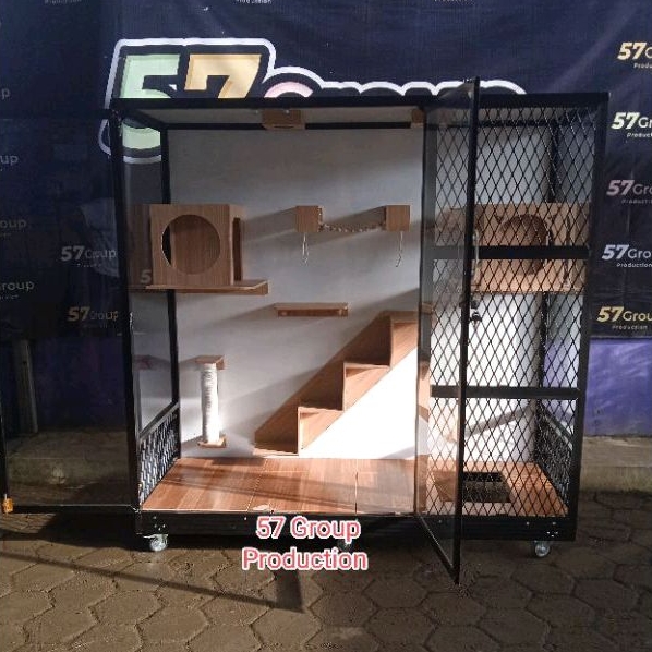 Rumah kandang cat home room kucing besar aquarium alumunium aluminium model bagus elegan