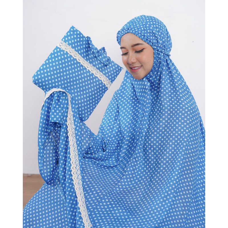 MUKENA BALI DEWASA JUMBO POLKA RAYON RENDA By Gmj1