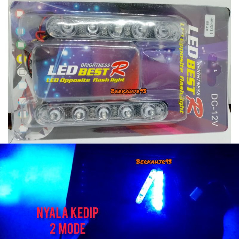 Lampu Variasi LED Kedip Patwal DRL 5 Mata Led 2 Mode 12 Volt