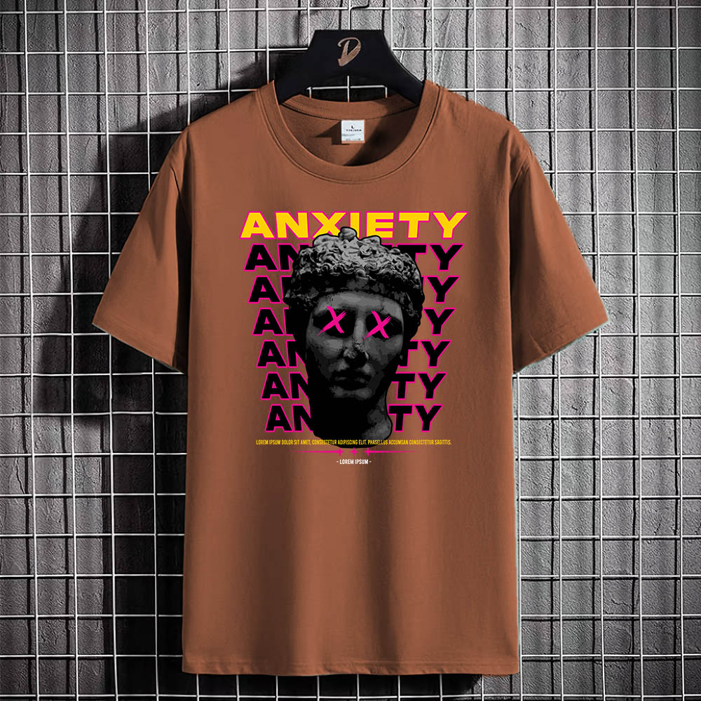 Kaos Tshirt Pria Baju Anxiety Distro Basic Lengan Pendek Cowok Kasual DTF