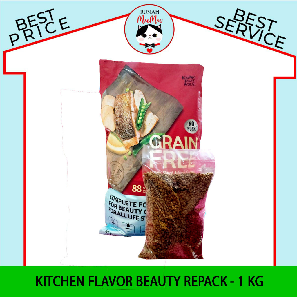 MAKANAN KUCING ALL LIFE STAGES KITCHEN FLAVOR BEAUTY REPACK 1 KG