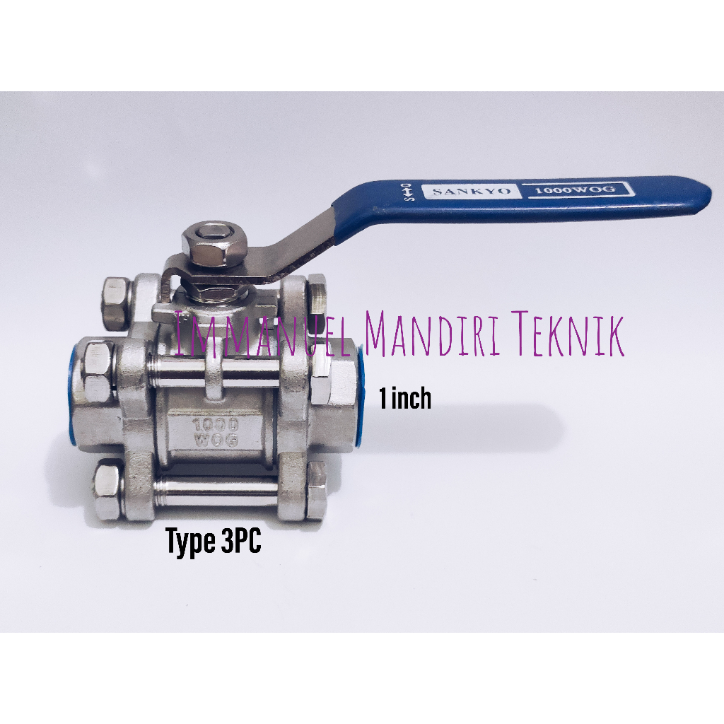 Ball valve sankyo 1 in ss316 3pc / Stop kran stainless 1 in sankyo