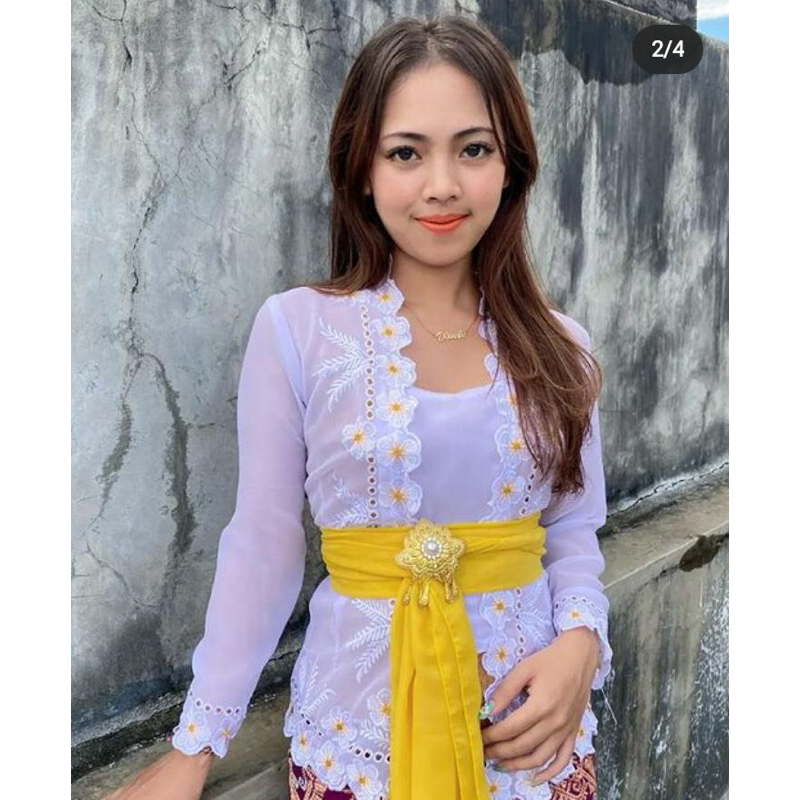 Kebaya bordir bali/Kebaya bordir tangan panjang/ Kebaya bordir putih