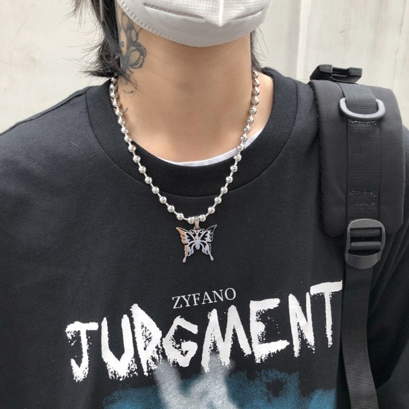 Butterlan Necklace - Kalung Rantai Titanium Dengan Liontin Kupu Kupu Dapat Dipakai Pria Maupun Wanit