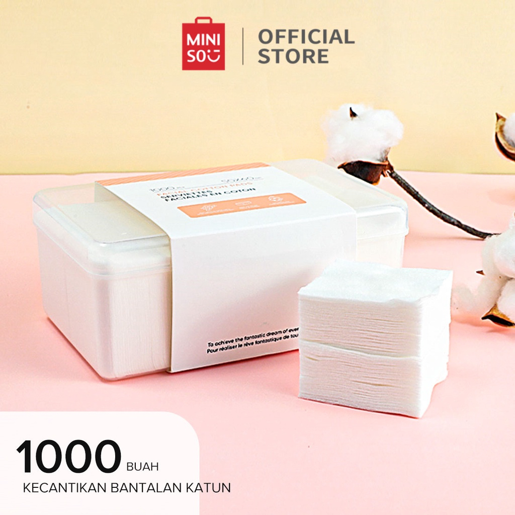 MINISO Official Kapas Wajah Tipis 1000 pcs ( Kapas Toner Facial Cotton Pad Super Soft Ultra Thin & P
