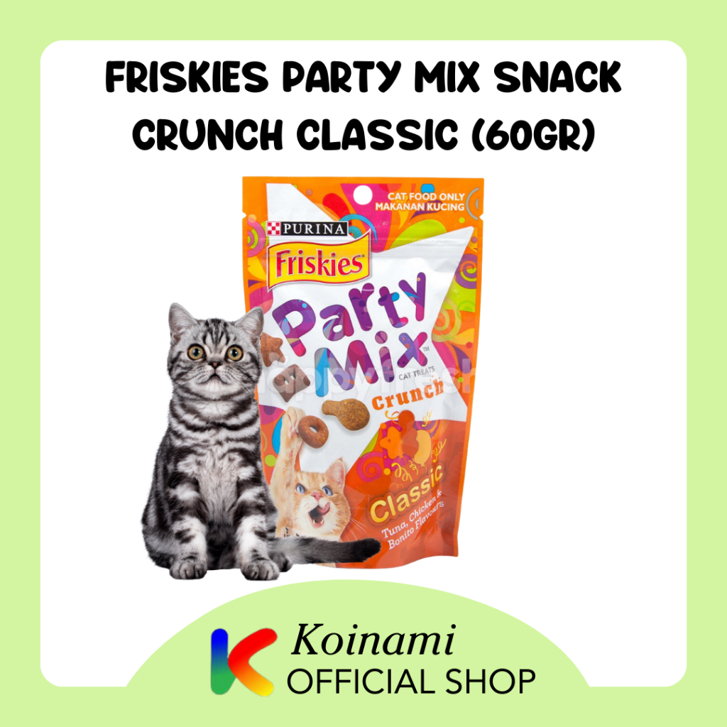 FRISKIES PARTY MIX SNACK CRUNCH CLASSIC 60gr orange / cemilan / cat food / dray / kucing