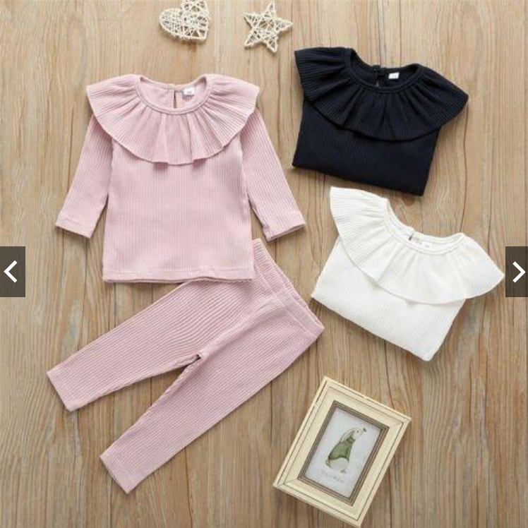 SETELAN ANAK ELISSA RIB Usia 1-5 thn / Set Anak Perempuan Lengan Panjang Ruffle Knit Rib