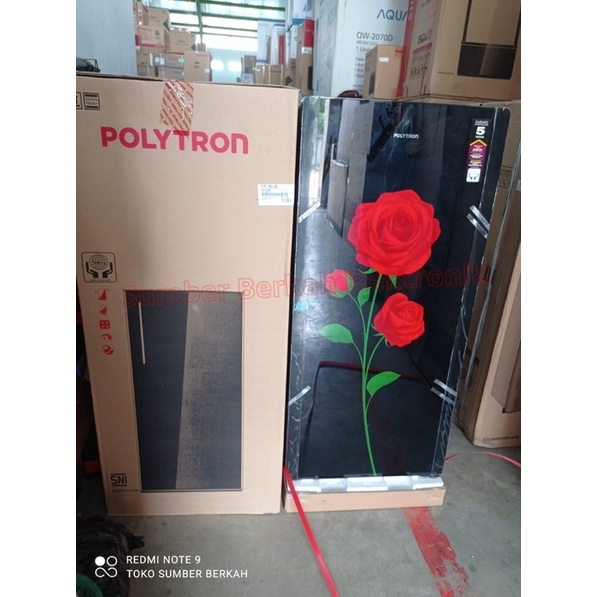 Kulkas 1 Pintu POLYTRON PRA 18 CRX BELEZA Glass Door 180 Ltr Ice Twist