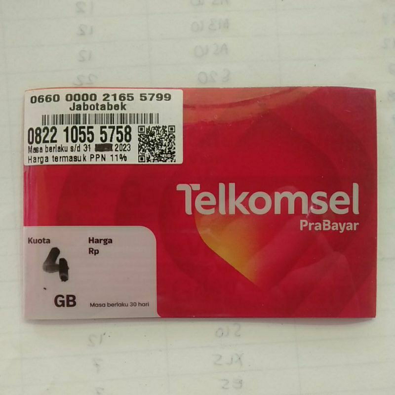No Cantik 5758 MaJu MaPan termurah Telkomsel kuota 4GB