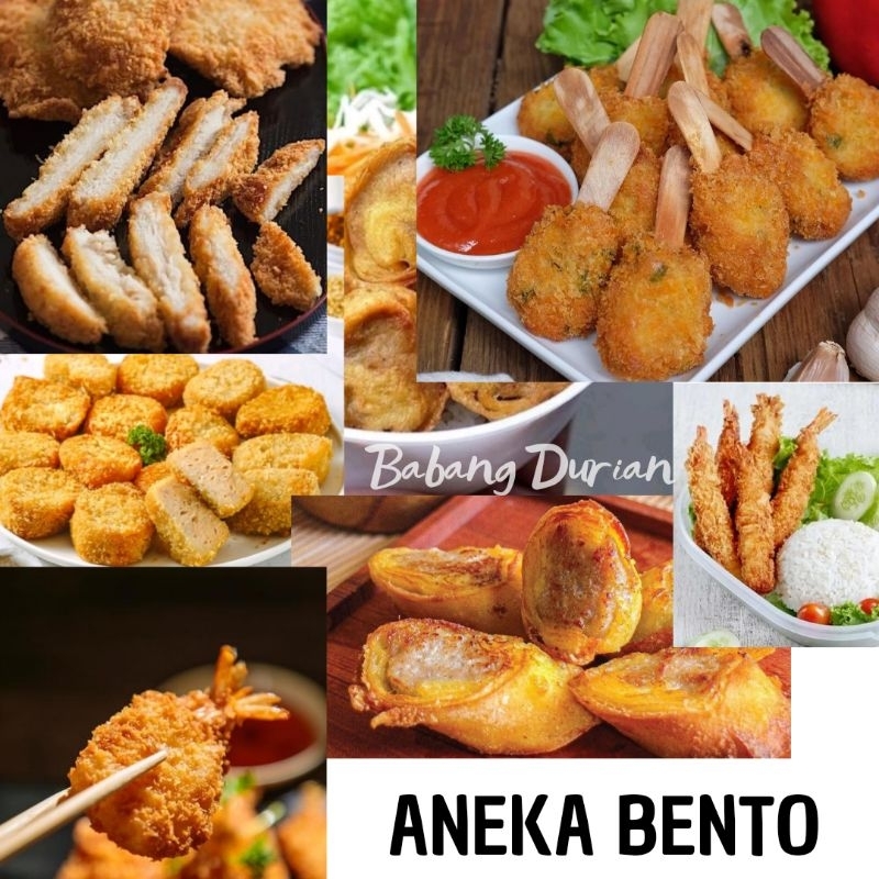 

ANEKA BENTO HOKBEN (SHRIM ROLL ISI 10/KAKI NAGA ISI 10/SPICY CHICKEN ISI 10/EGG ROLL PANJANG ISI 3/EKADO)