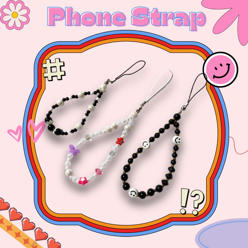 Phone strap simple / gantungan hp mutiara / phonestrap manik mutiara