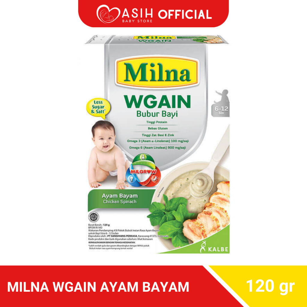 Milna Wgain 8 12 Bulan Ayam Bayam 120gr - Mpasi Makanan Bayi