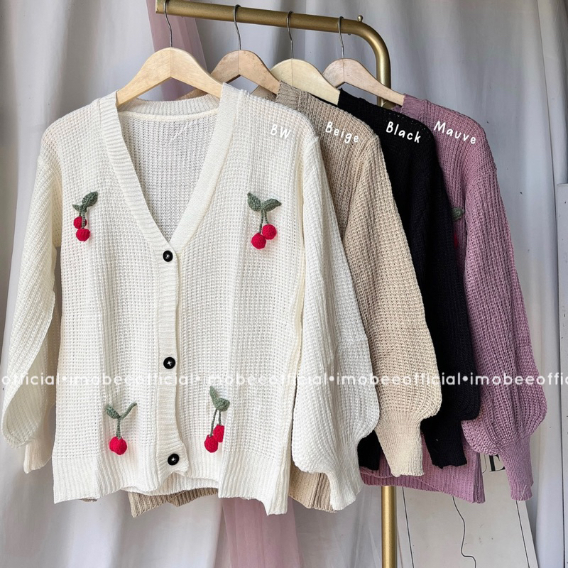 CHERRY CARDIGAN // KOREAN CHERRY CARDI LENGAN BALON