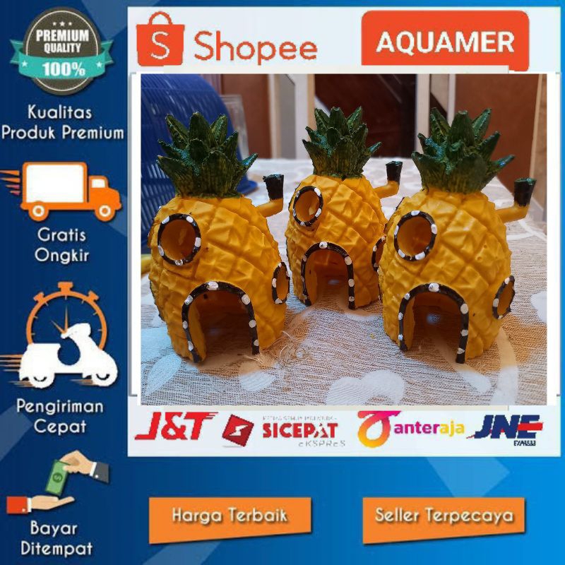 Rumah spongebob hiasan akuarium rumah nanas spongbob ornamen aquarium