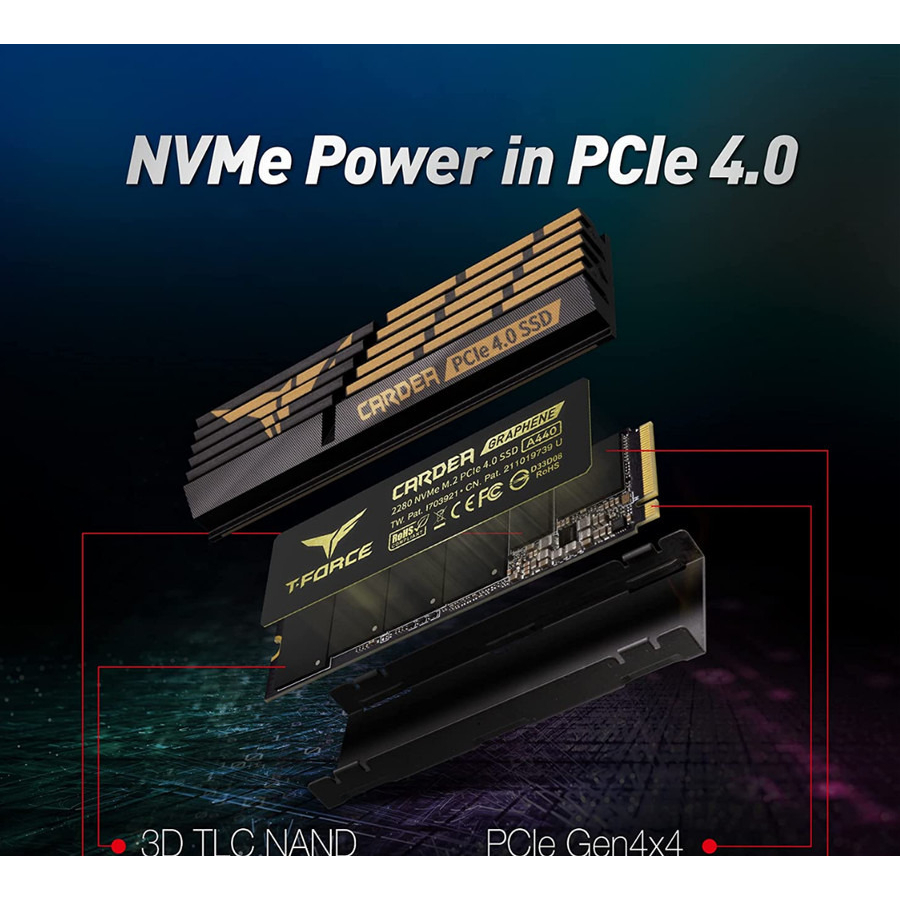 Team Group SSD M.2 NVME 1TB T-FORCE Cardea A440 Gen 4x4