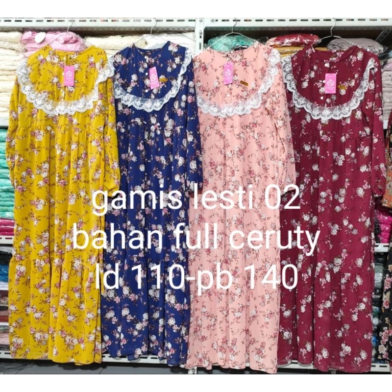 Gamis Lesti 02 Gamis Ceruty Renda Gamis Ceruty Bubga