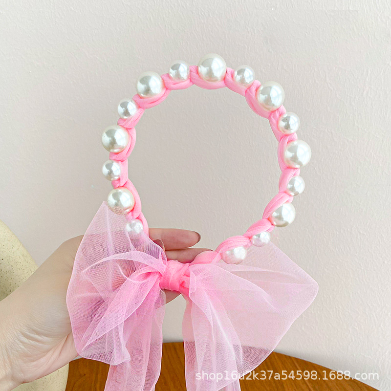 Bando Mutiara Kepang Anak Perempuan / Korea OOTD Aksesoris Ala Princess Bandana Pita Mewah Import