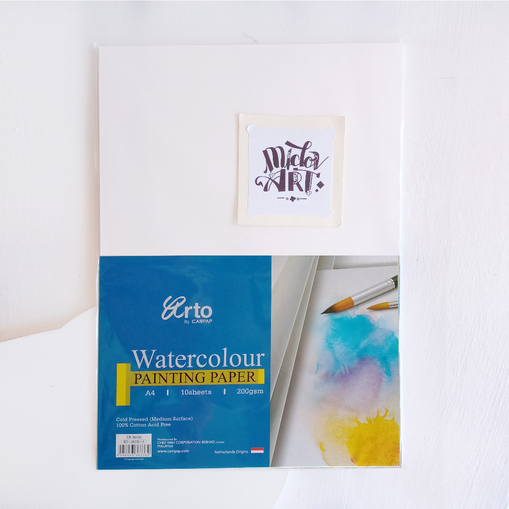 Kertas Cat Air Arto Watercolour Paper 10SH A4 200gsm cotton untuk Hobi Melukis Art Supplies