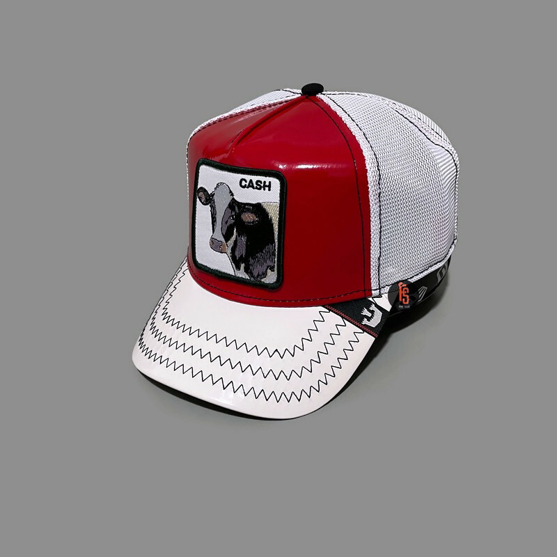 TOPI ORIGINAL GOORIN BROS TRUCKER PATENT LEATHER CASH RED WHITE