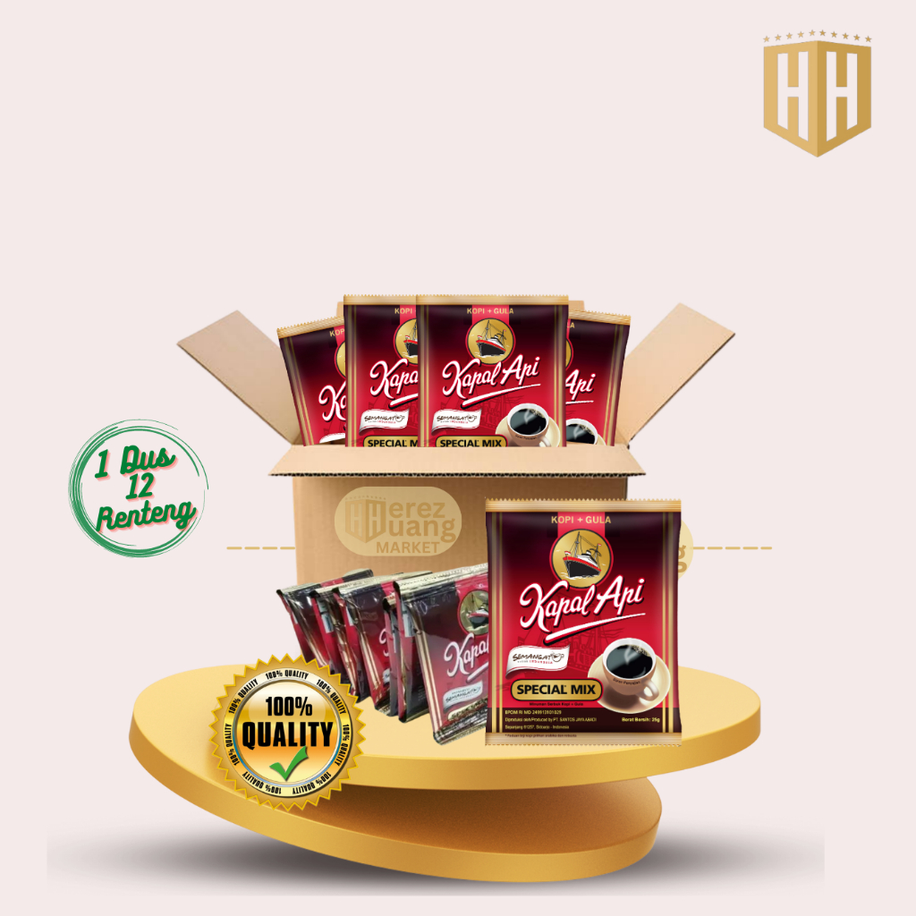 KAPAL API SPECIAL MIX 25gr Rencengan Kopi Hitam Plus Gula - 1 Renceng 10 Bks
