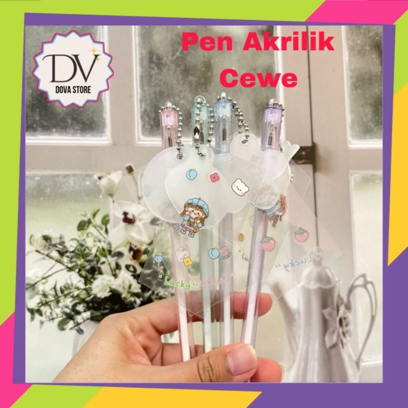 

PULPEN GANTUNGAN STICKER AKRILIK CEWE PEN GANTUNGAN LUCU WARNA RANDOM