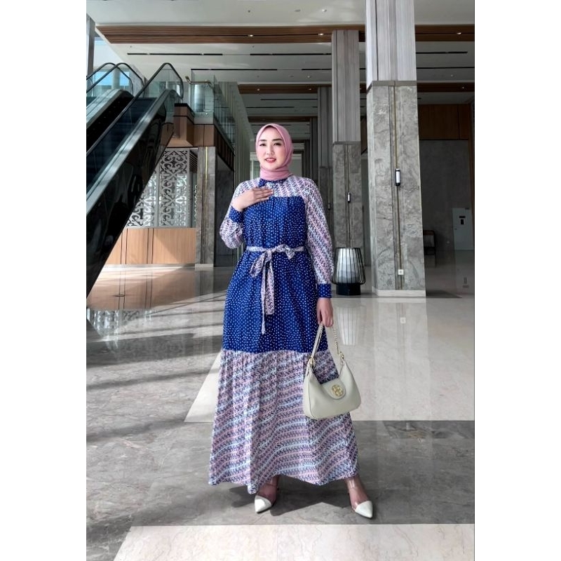 Nadine gamis batik modern katun 2 warna