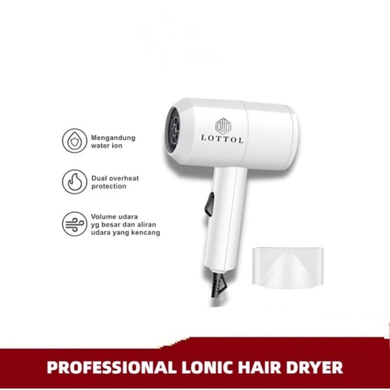 Lottol Hair Dryer Alat Pengering Rambut Professional Ionic Hair