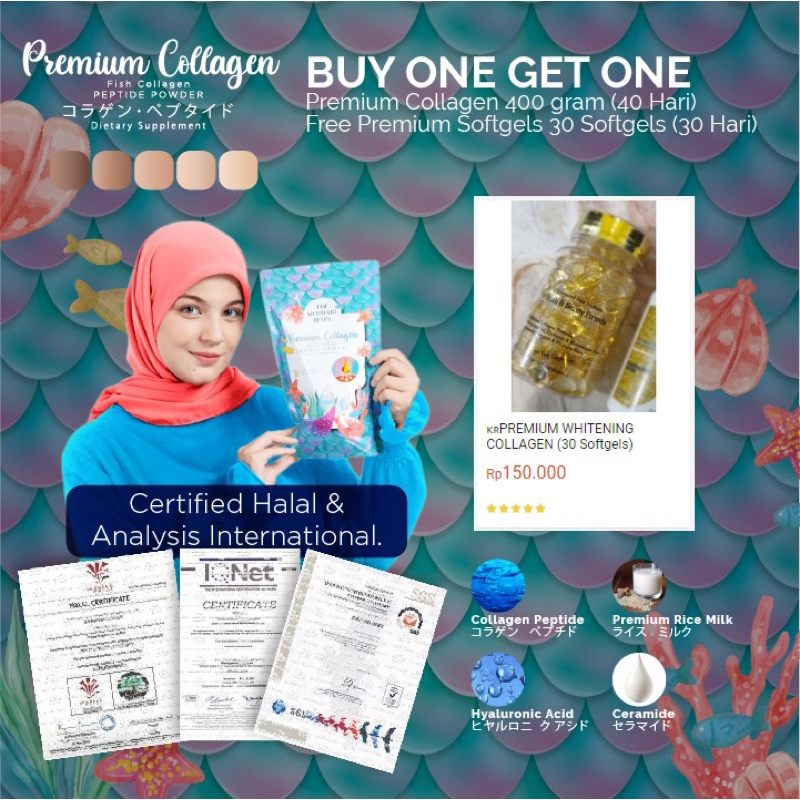 PREMIUM COLLAGEN JAPAN 400GR‼️ (KECIL) FREE 30pcs COLLAGEN SOFTGEL PREMIUM