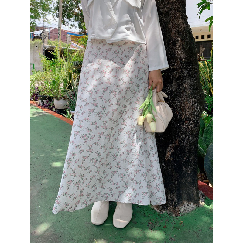 FLORAL SKIRT 3 /KOREAN SKIRT/ROK MOTIF BUNGA/A LINE/HIGHWEIST