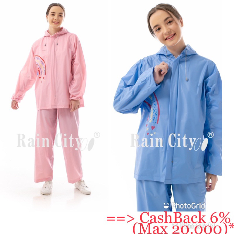 Jas Hujan Setelan Hugo Jaket Celana Rainbow Stelan Lotus Pria Wanita Famous Raincity Tiger Head