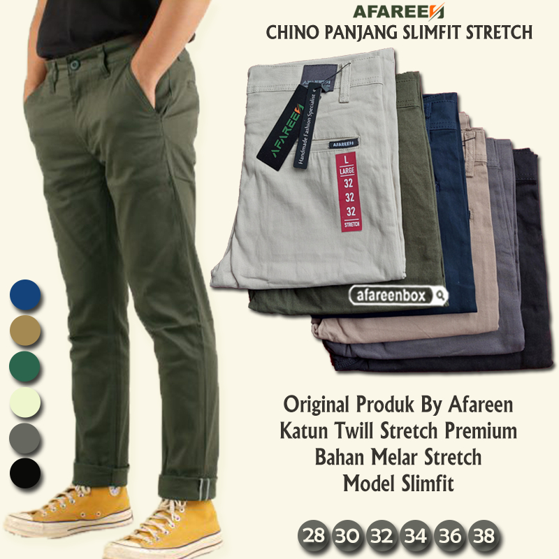 AFAREEN - Celana Chino Panjang Pria Chinos Panjang Slimfit Formal Kantor Melar