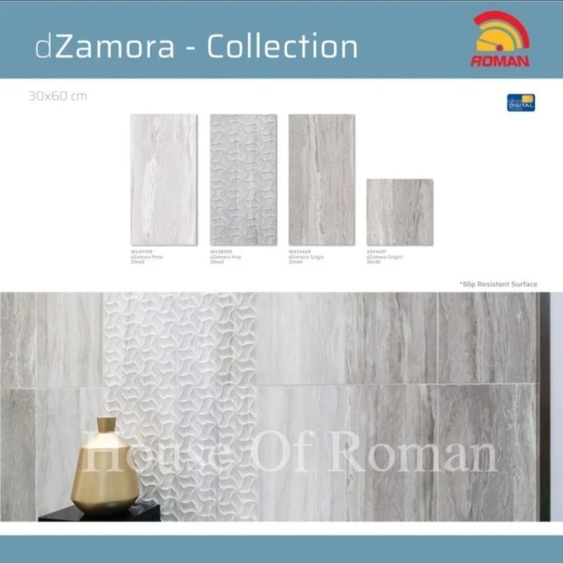 Roman Keramik Glossy dZamora Series (Wall Tile) / Keramik Kilap Abu / Keramik Kamar Mandi Abu-Abu / 