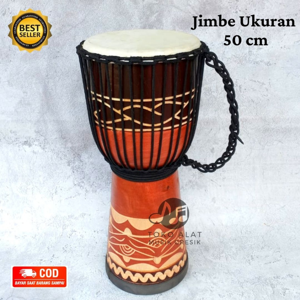 Alat Musik Jimbe Besar Tinggi 50 cm Ukiran Super