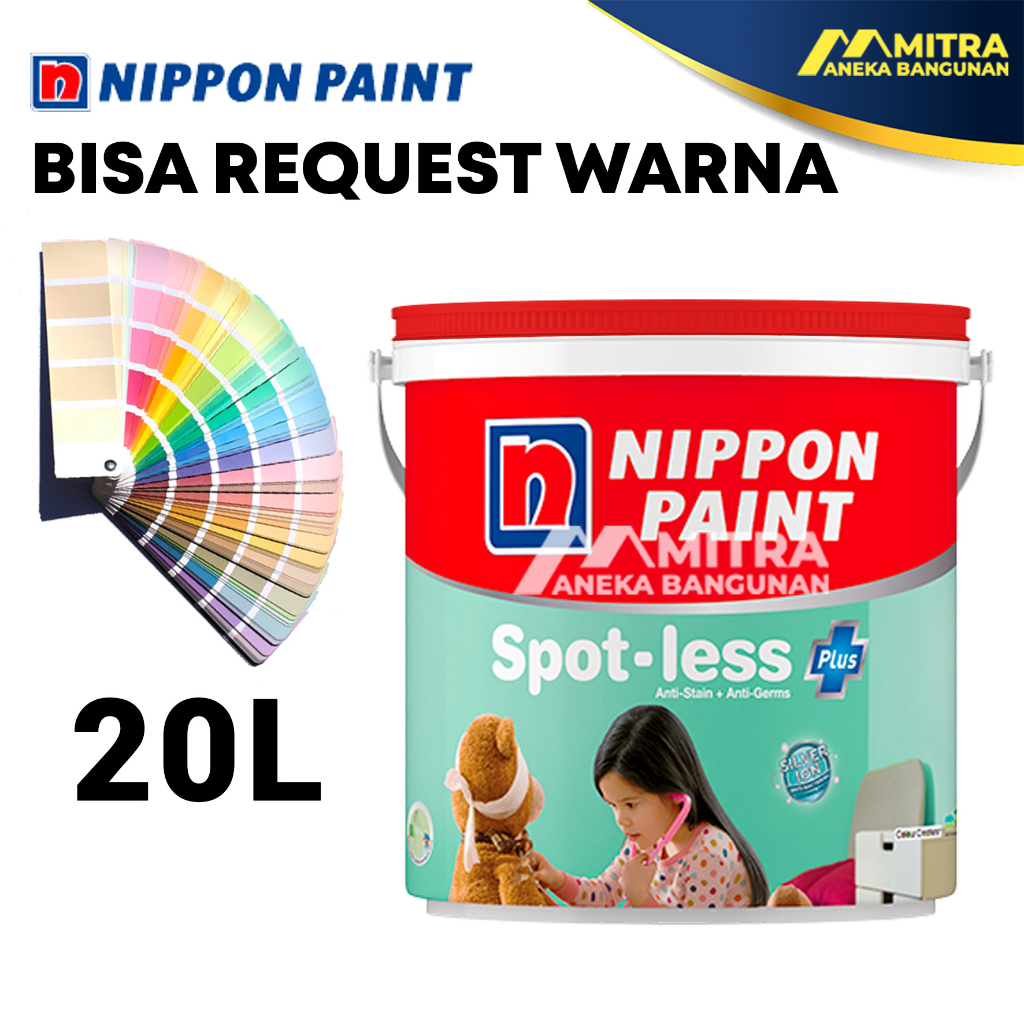 CAT TEMBOK ANTI NODA SPOTLESS PLUS NIPPON PAINT 20 LITER / 1 PAIL / BISA CUSTOM TINTING