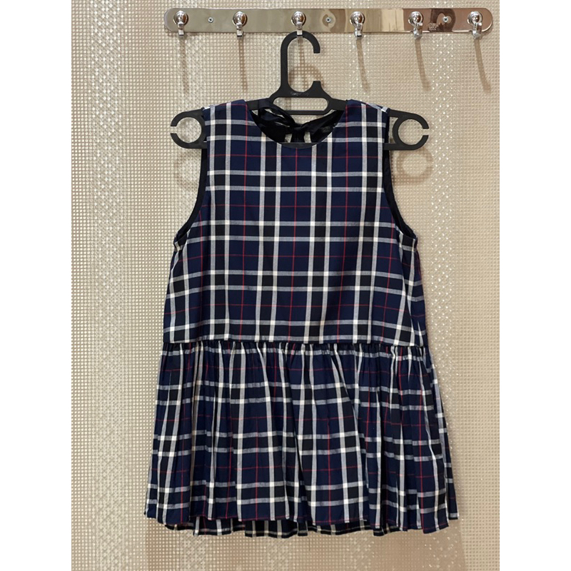ZARA Trafalluc Collection Original Atasan Pakaian Wanita Kutungan Tanpa Lengan Biru Ribbon Tanktop