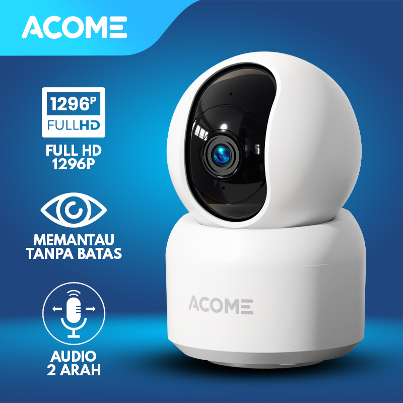 ACOME Indoor Smart Camera CCTV APC01 WiFi Camera Audio FULL HD 1296P 3MP Kamera No Blind Spot 2 Arah Original - Garansi Resmi 1 tahun