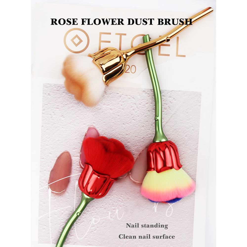 Flower dust brush premium / kuas sikat kuku nailart flower gold hiasan ruang tamu - Kuas Make Up Bentuk Rose Mawar / Rose Flower Unique Make Up Brush / Powder Brush