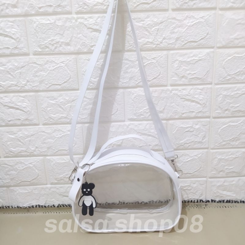Tas Selempang Transparan / Tas mika pvc anisa (free gantungan) / Tas kosmetik