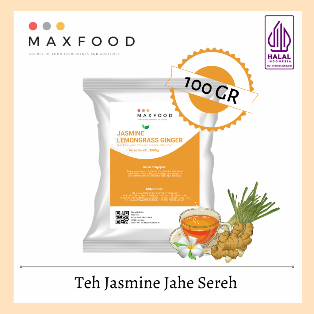 

MAXFOOD - JASMINE GINGER LEMONGRASS/BUBUK MINUMAN TEH JASMINE JAHE SEREH 100GR