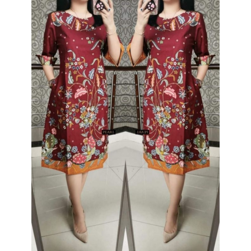 DRESS BATIK DRESS BATIK MODERN DRESS BATIKWANITA MODERN DRESS BATIK PESTA DRESS BATIK JUMBO LD 120