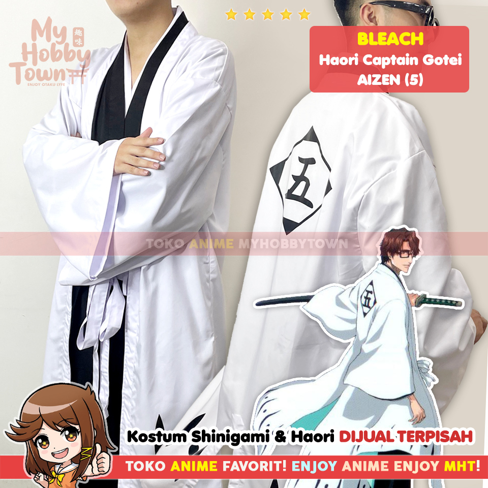 Jubah Haori Anime Bleach Gotei 13 Aizen Sousuke 5 Kostum Cosplay