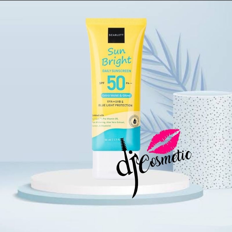 [50ml] Scarlett Sun Bright Daily Sunscreen SPF 50 PA +++ Normal To Dry Skin Extra Moist &amp; Glow