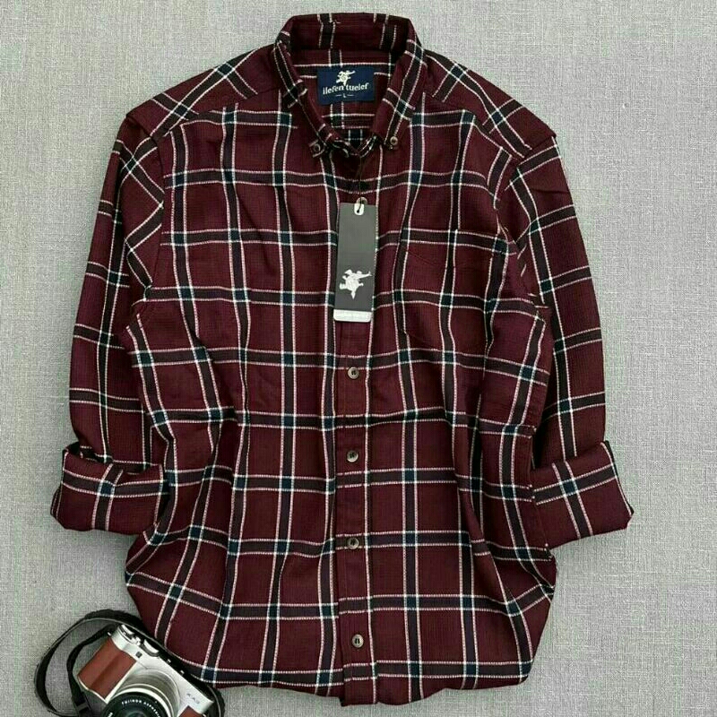 Kemeja Flanel Ilefen Tuelef Lengan Panjang